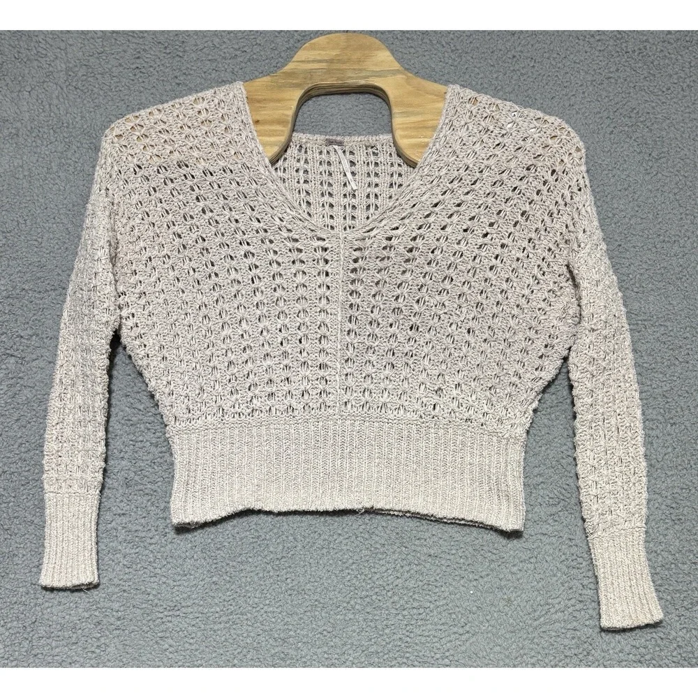 Free People Best Of You Slouchy Knit Sweater Size Small Beige Neutral